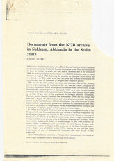 91. Article by Rachel Clogg "Documents from the KGB archive in Sukhum. Abkhazia in the Stalin years", Central Asian Survey(1995)