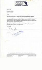 3. Письмо Тома Остина (Координатор программ Feed The Children) Владиславу Ардзинба на английском языке